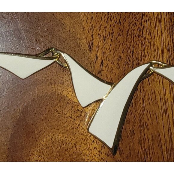 Vintage Trifari White Enamel Triangle MCM Gold Tone Collar Choker Necklace Set - Picture 11 of 11